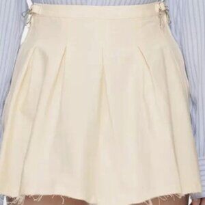 OUR LEGACY  White Pleated Mini Skirt Crinkled Cotton Sz. 34(IT)